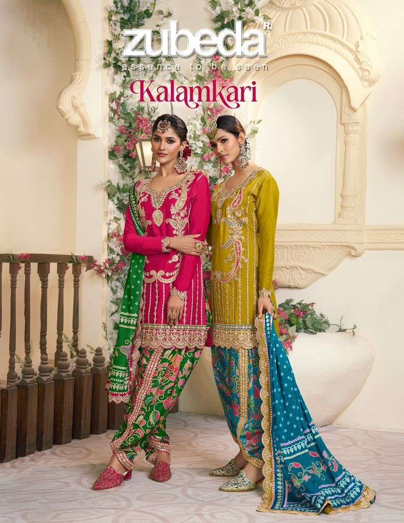 ZUBEDA KALAMKARI DESIGNER PANJABI DRESS WEDDING CONCEPT COLLECTION BEST RATE DEALER 2025