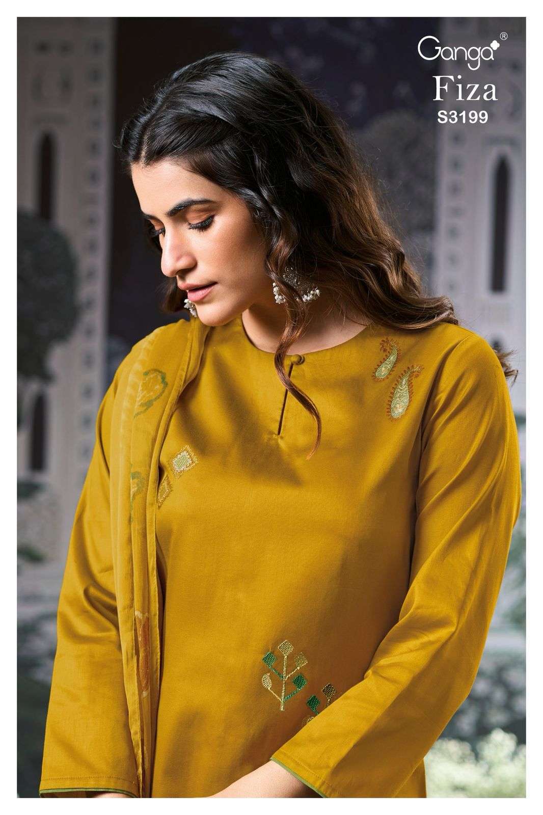 GANGA FASHION FIZA 3199 FANCY COTTON SATIN DRESS CATALOG DEALER 