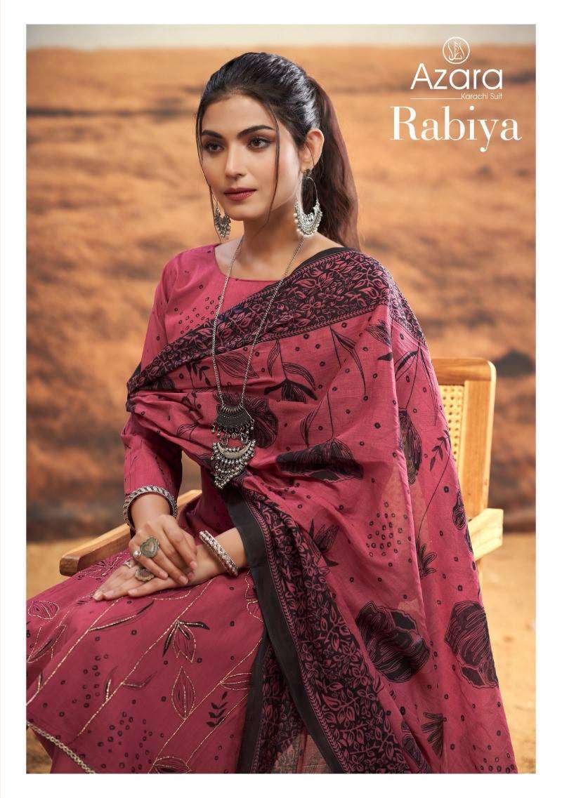 RADHIKA AZARA RABIYA DESIGNER PRINTED LAWN COTTON SUIT COLLECTION BEST RATE 
