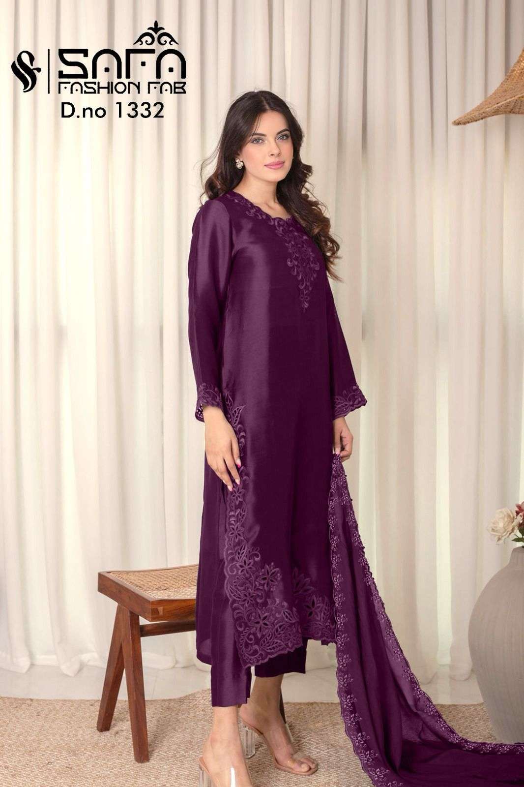 SAFA FASHION FAB 1332 READYMADE DESIGNER SUIT PAKISTANI CATALOG WHOLESALER 2025