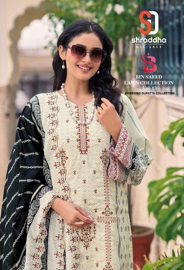 SHRADDHA BIN SAEED LAWN COLLECTION VOL 13 COTTON LADIES SUIT WHOLESALER