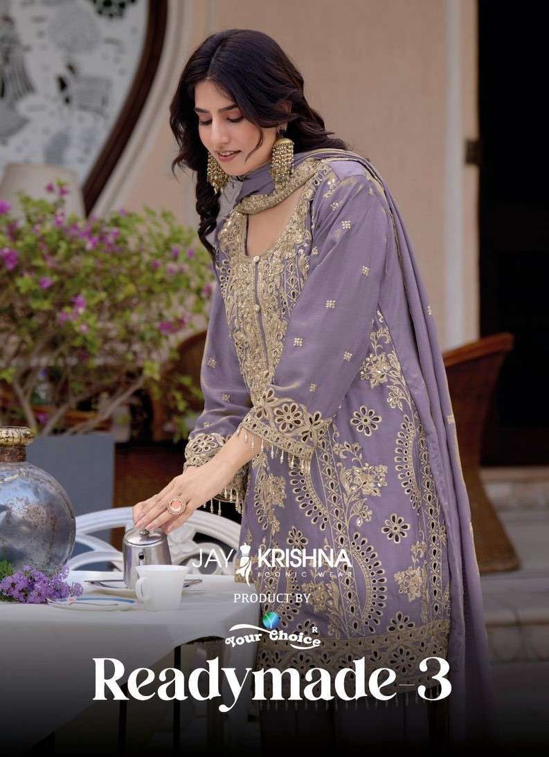 YOUR CHOICE JAY KRISHNA READYMADE 3 SHARARA STYLE DESIGNER READYMADE SUIT COLLECTION 