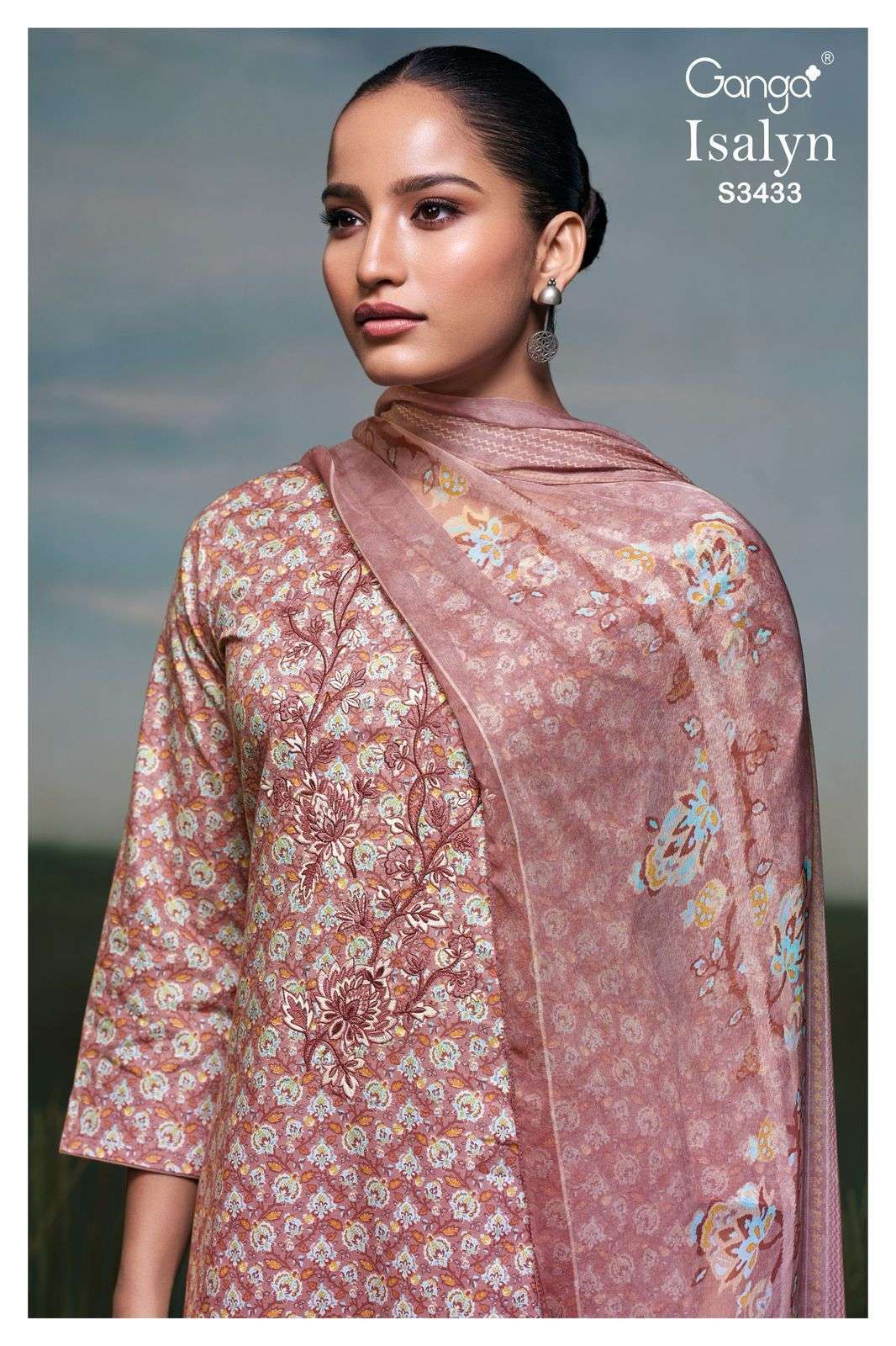 GANGA ISALYN 3433 PRINTED COTTON SUIT CATALOG WHOLESALE PRICE 