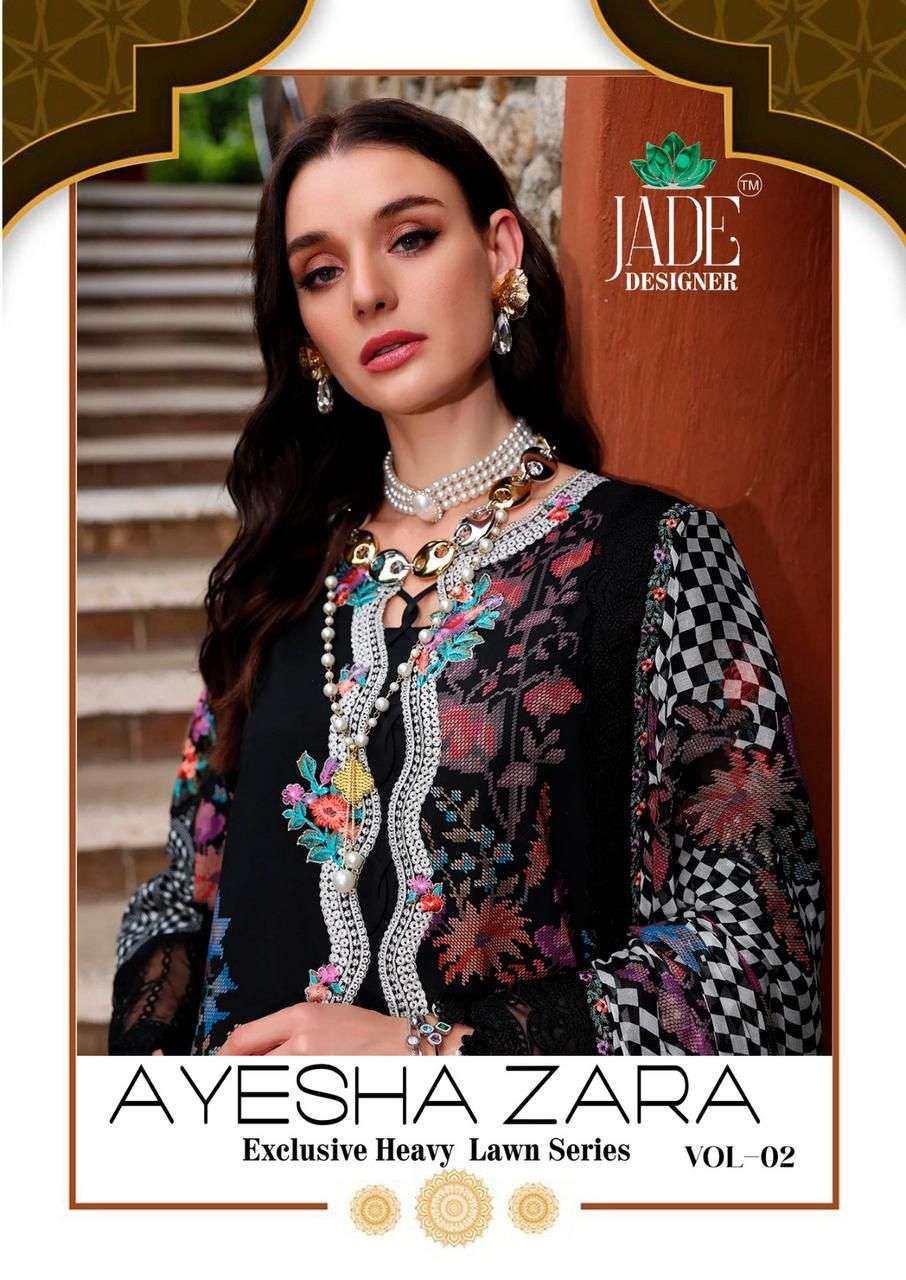 JADE AYESHA ZARA VOL 2 PURE LAWN COTTON SALWER SUIT CATALOG DEALER 2025