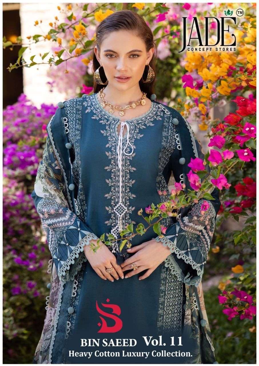 JADE BIN SAEED VOL 11 PURE COTTON LAWN SUIT CATALOG WHOLESALER 2025