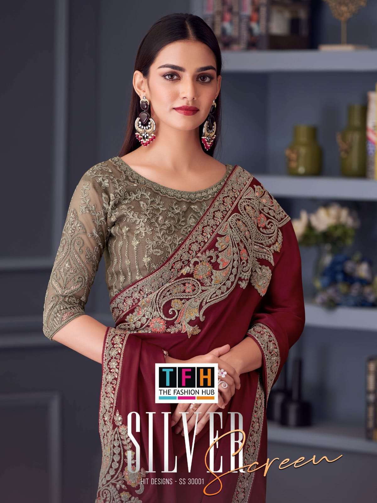 TFH SILVER SCREEN VOL 21 30001 COLORS PARTYWEAR SAREE CATALOG DEALER 