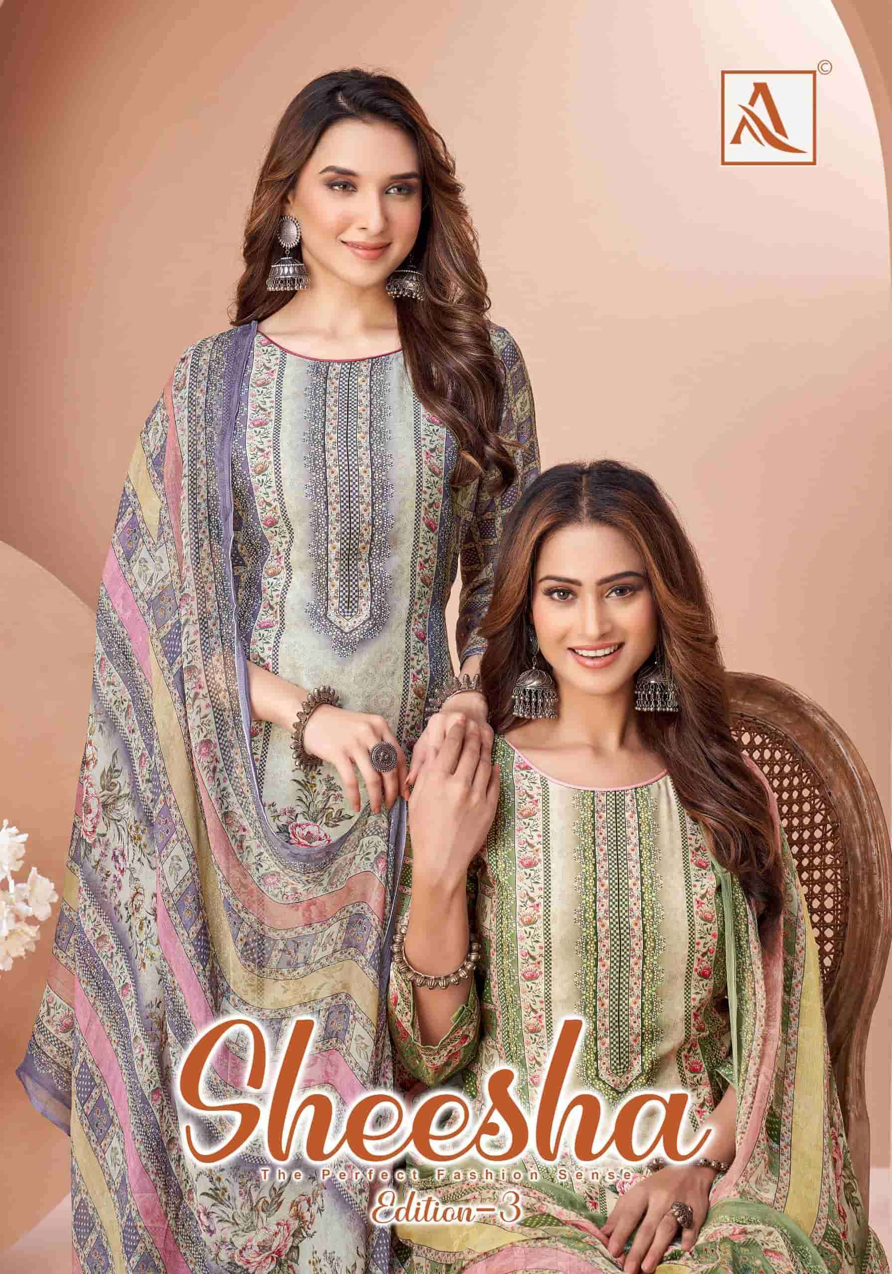 ALOK SUIT SHEESHA VOL 3 EMBRODERY WORK MUSLIN LADIES SUIT WHOLESALER 