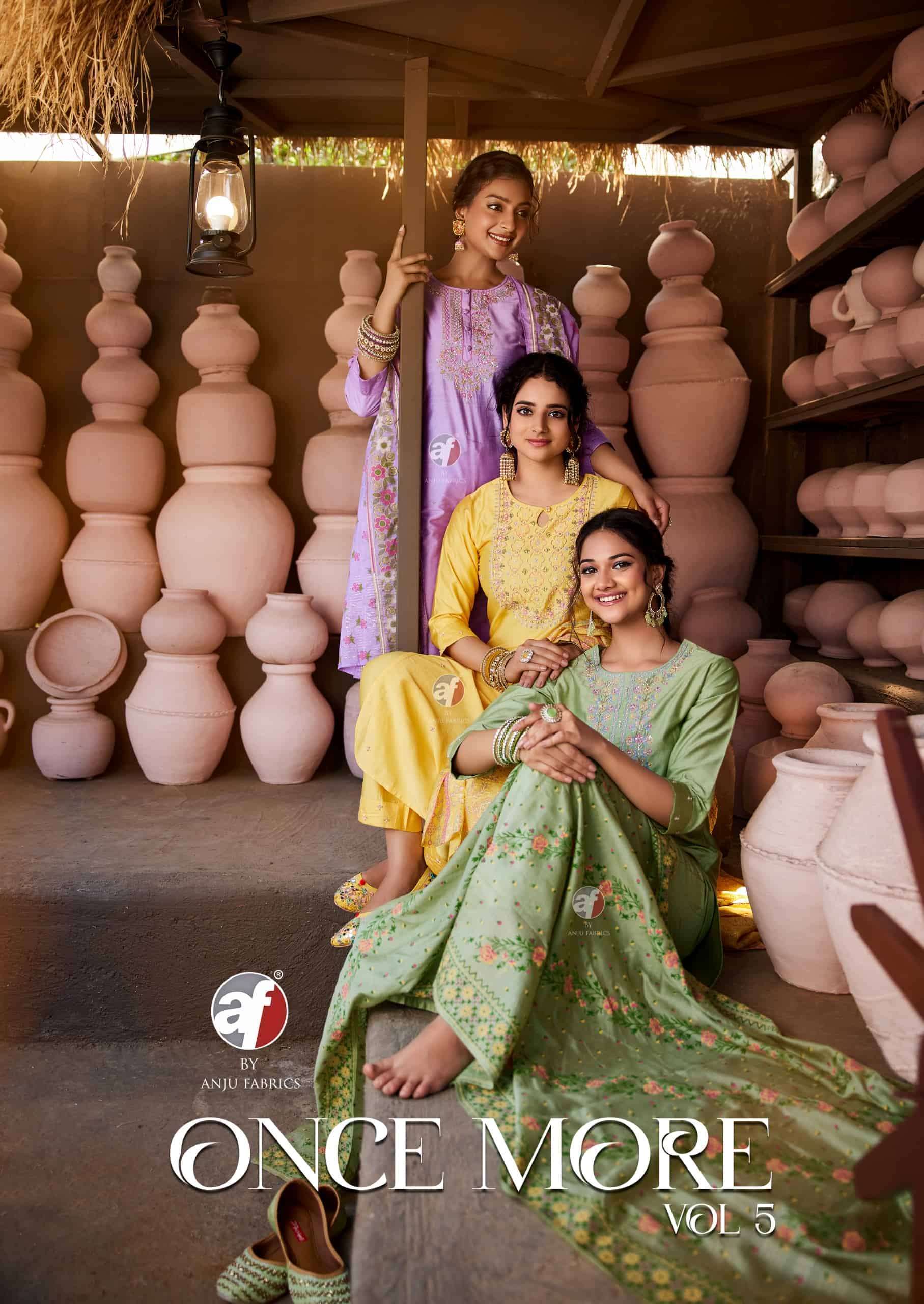 ANJU FABRIC ONCE MORE VOL 5 READYMADE 3 PCS SET COLLECTION 2025