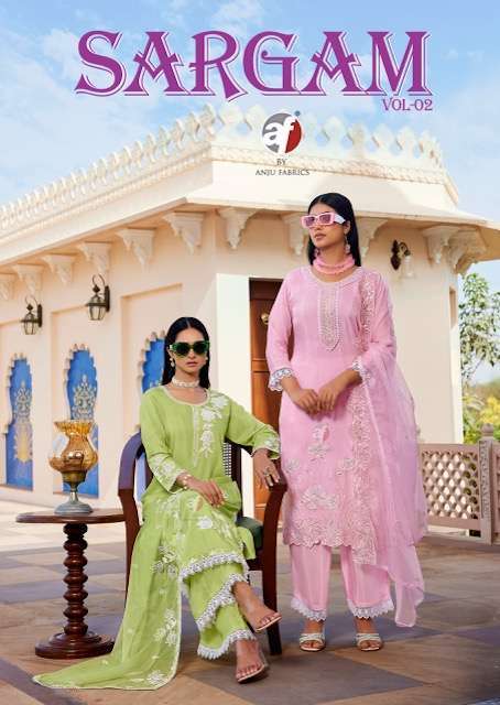 ANJU FABRIC SARGAM VOL 2 MUSLIN EMBROIDERY WORK READYMADE COLLECTION 