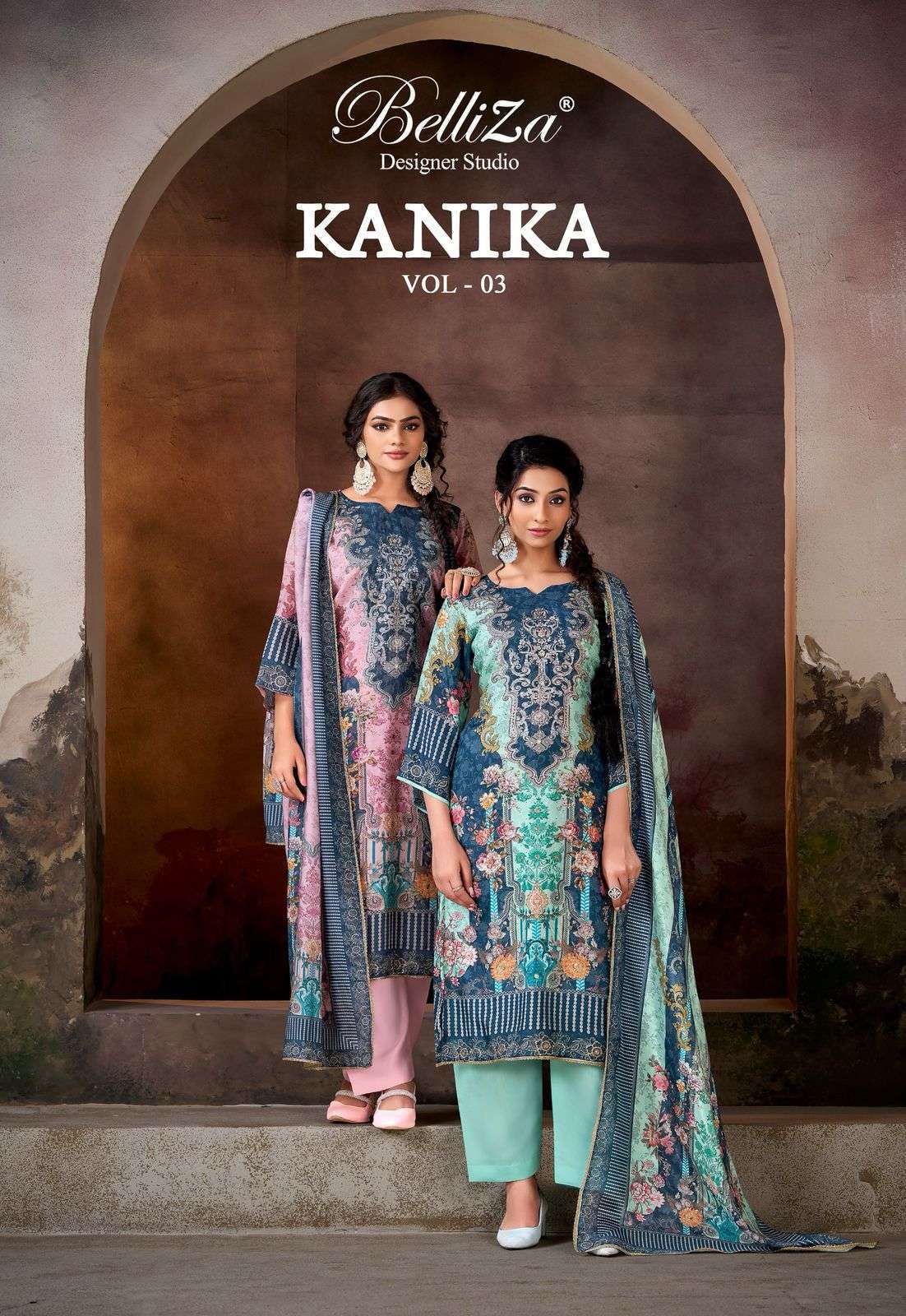 BELLIZA DESIGNER KANIKA VOL 3 MUSLIN LADIES SUIT WHOLESALER 
