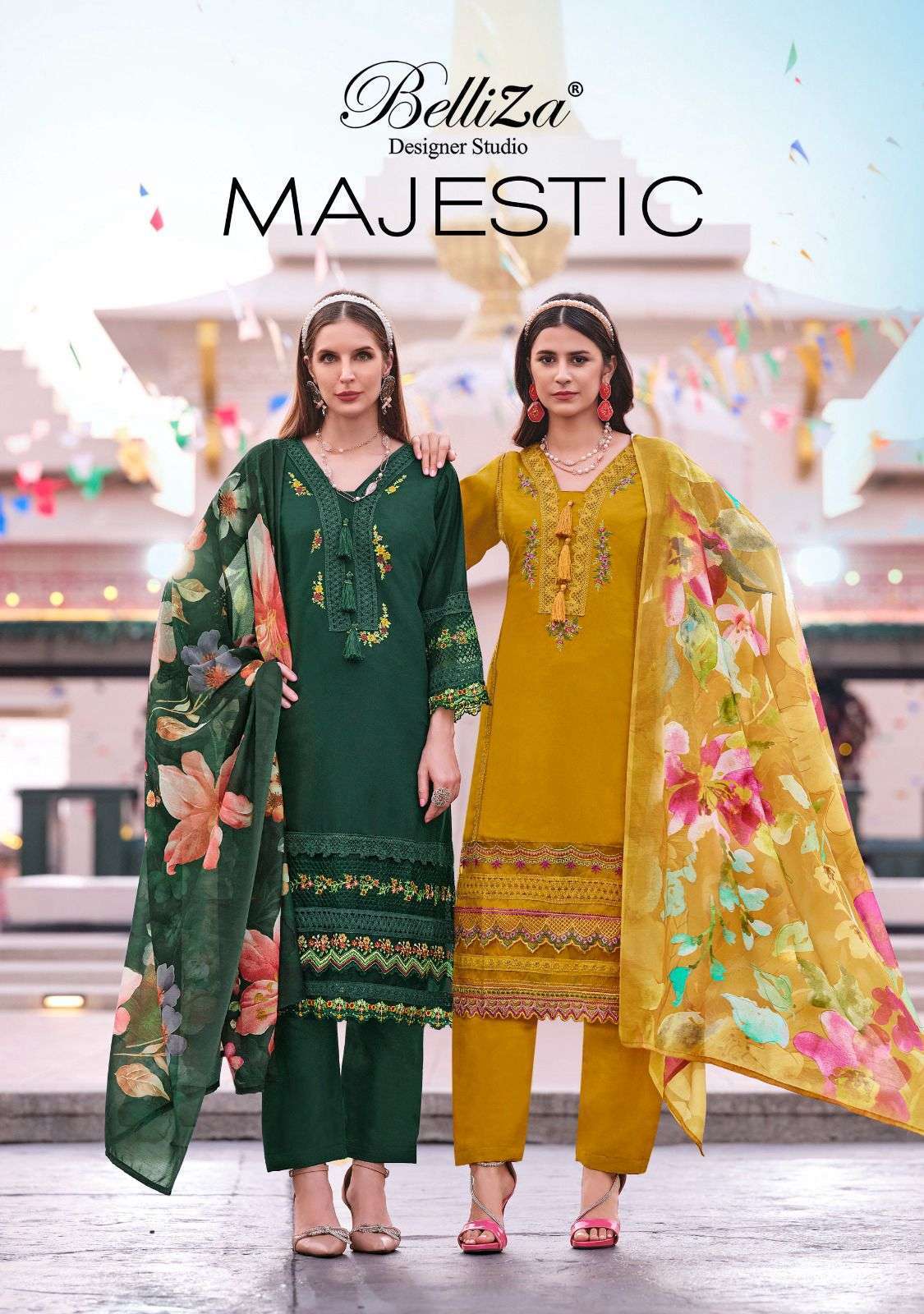 BELLIZA DESIGNER MAJESTIC ROMAN SILK EMBROIDERY WORK SALWER KAMEEZ WHOLESALE PRICE
