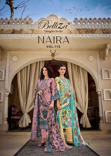 BELLIZA DESIGNER NAIRA 110 PURE COTTON EMBROIDERY SUIT WHOLESALER 