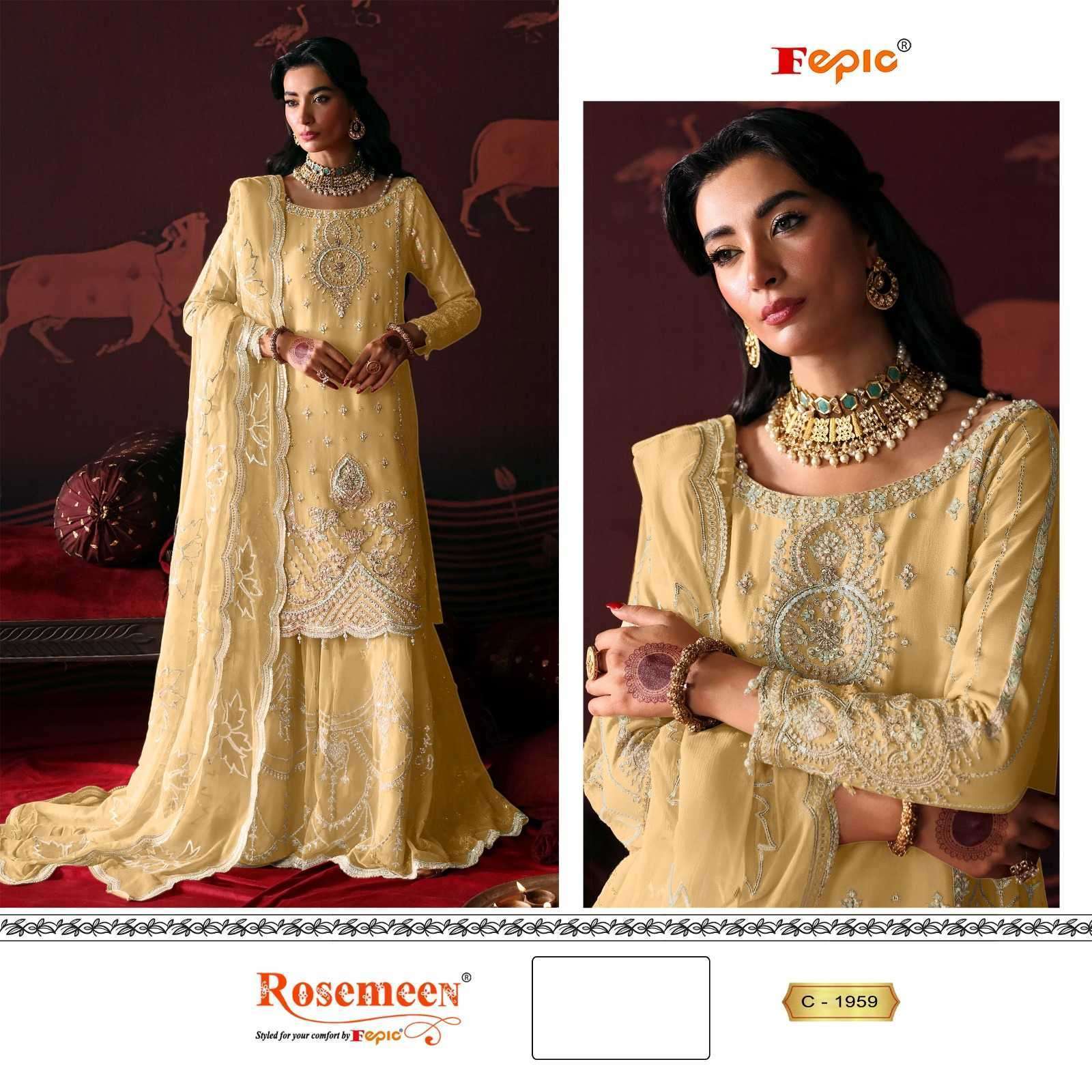 FEPIC C 1959 COLORS ORGANZA EMBROIDERY PAKISTANI SUIT SUPPLIER 
