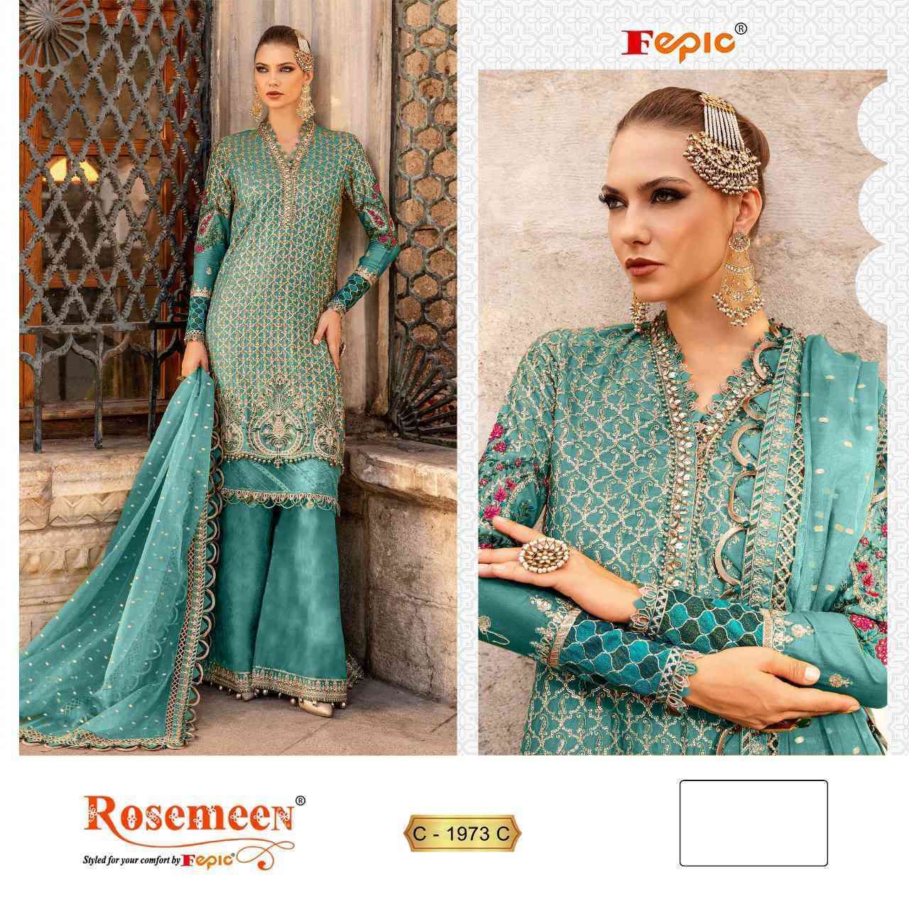 FEPIC C 1973 COLORS ORGANZA EMBROIDERY WORK PAKISTANI SUIT WHOLESALER 2025
