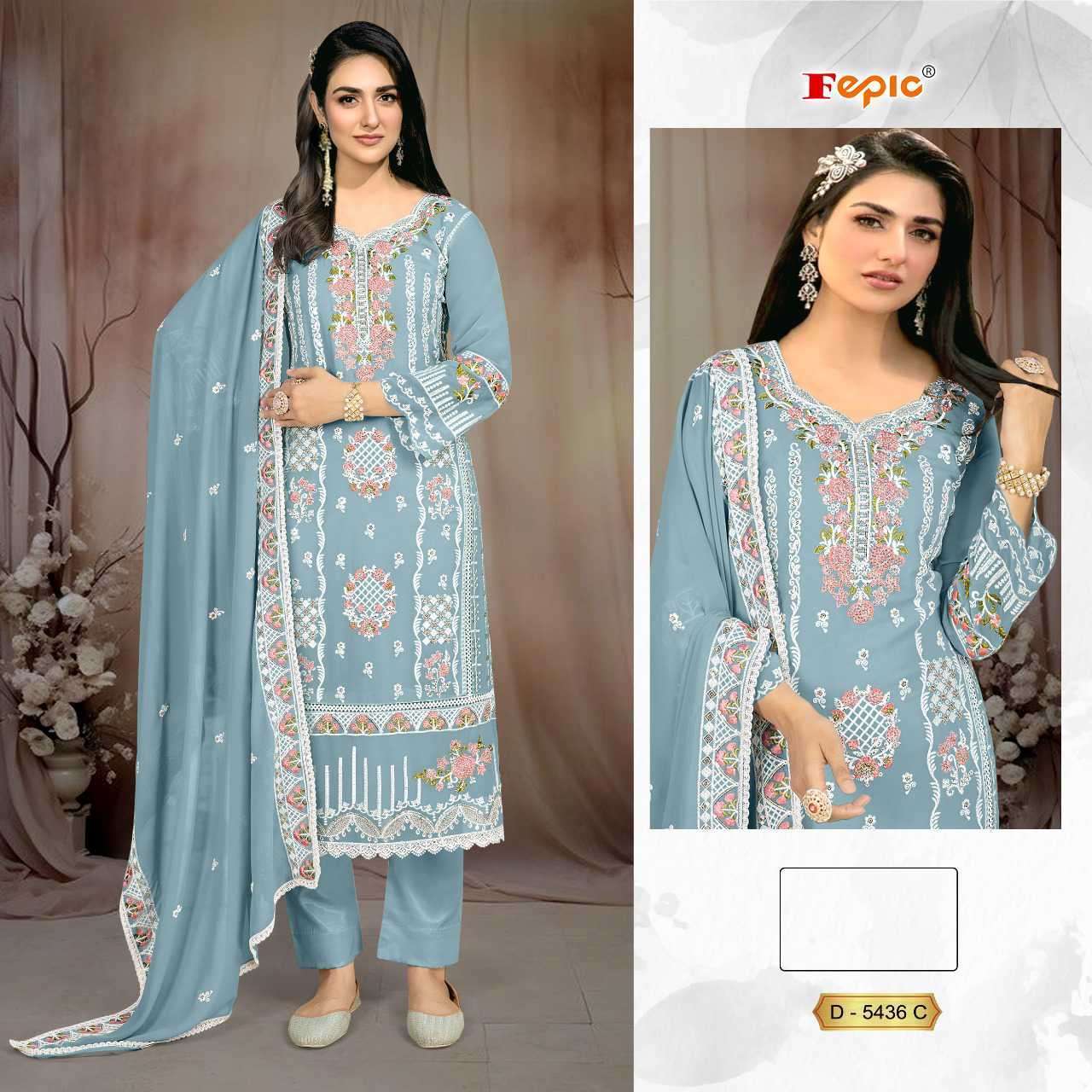 FEPIC C 5436 COLORS GEORGETTE EMBRODERY WORK PAKISTANI SUIT WHOLESALER 2025