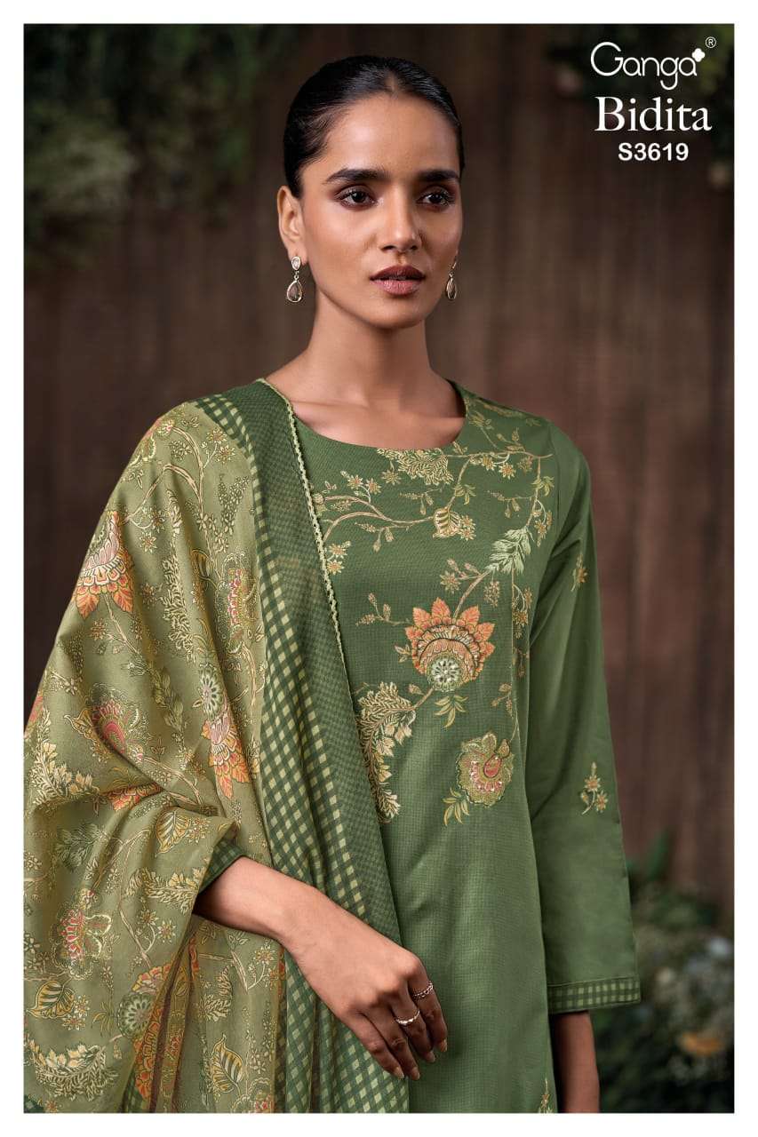 GANGA FASHION BIDITA 3619 FANCY COTTON SALWER KAMEEZ SUIT WHOLESALER 
