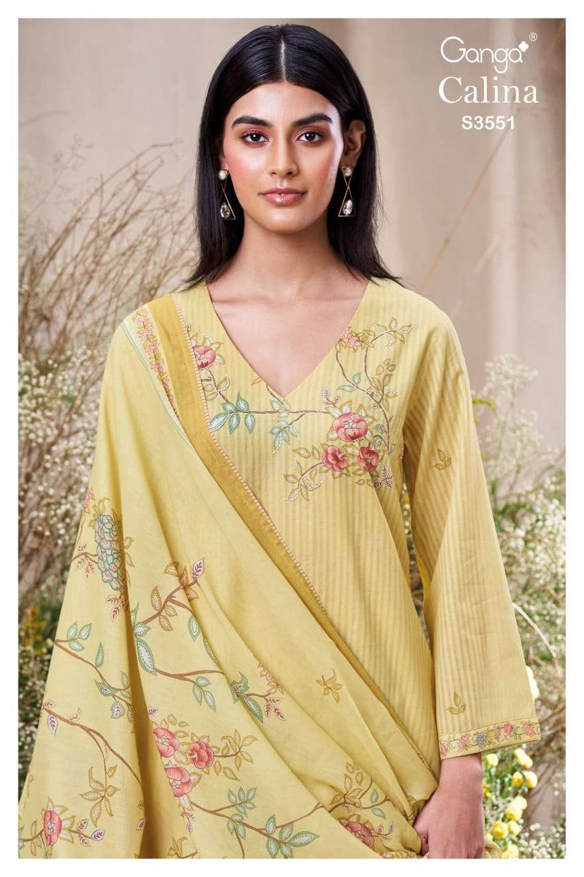 GANGA FASHION CALINA 3551 COTTON LADIES SUIT WHOLESALE PRICE 