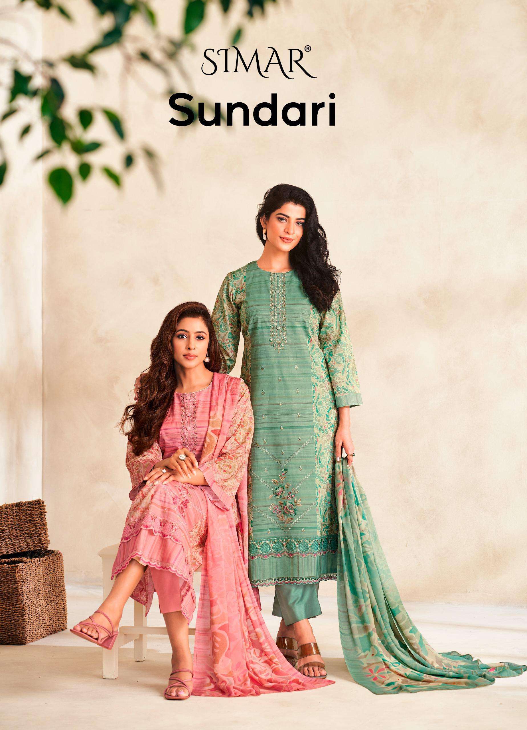 GLOSSY SIMAR SUNDARI PURE LAWN COTTON EMBROIDERY WORK SUIT WHOLESALER 