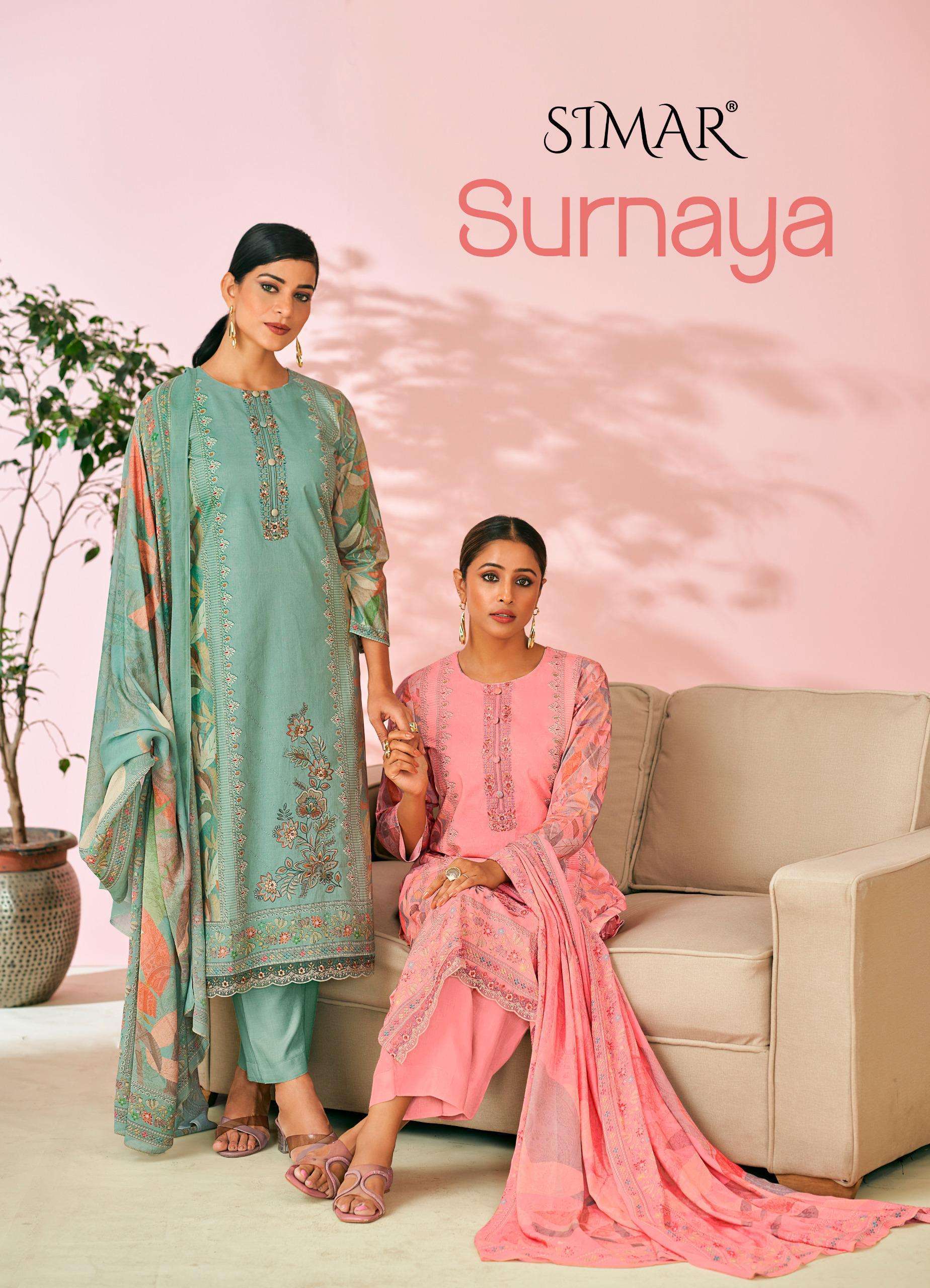 GLOSSY SIMAR SURNAYA PURE LAWN COTTON SUIT WHOLESALER 2025