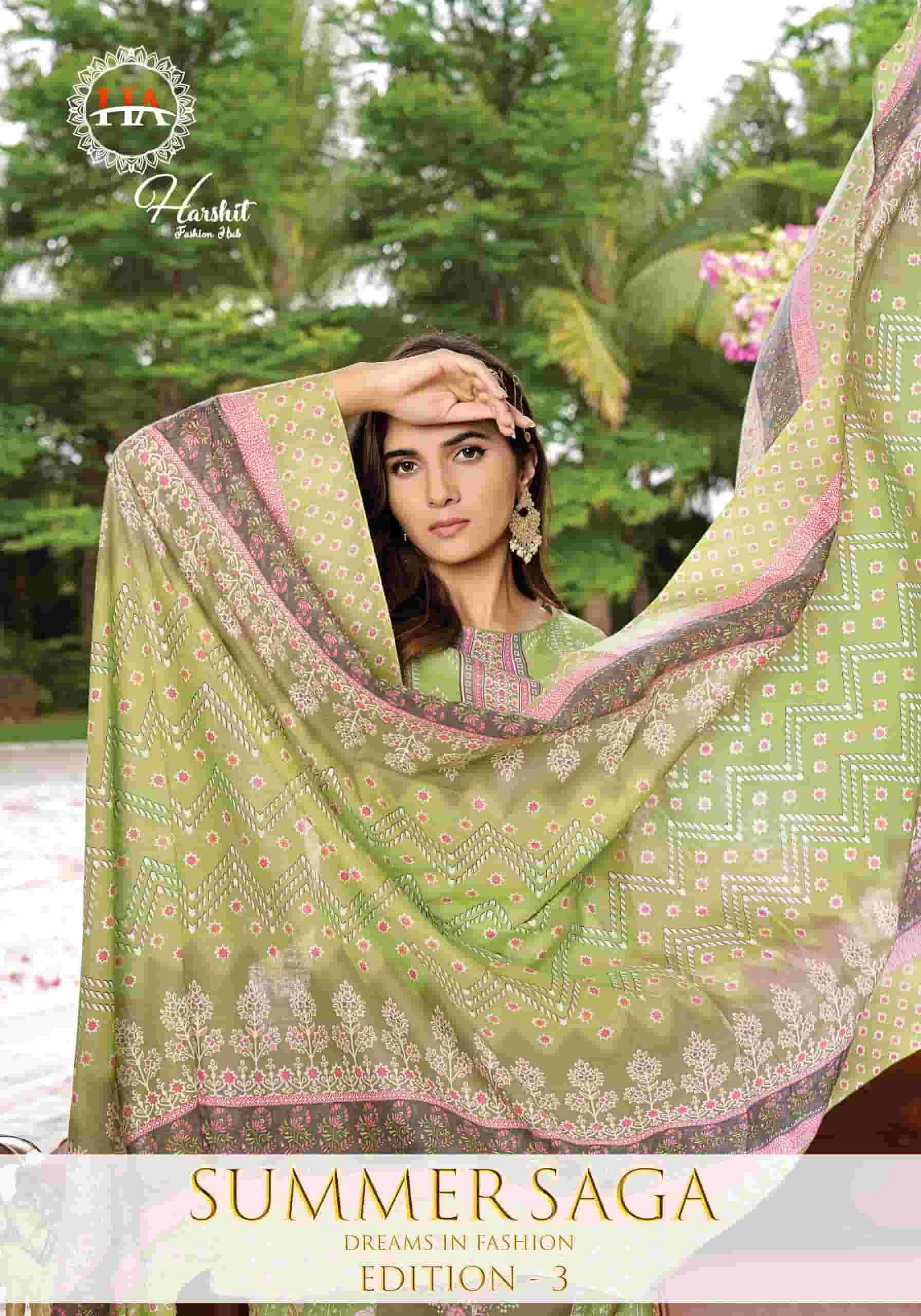 HARSHIT FASHION SUMMER SAGA EDITION 3 PURE COTTON DRESS MATERIAL CATALOG DEALER 