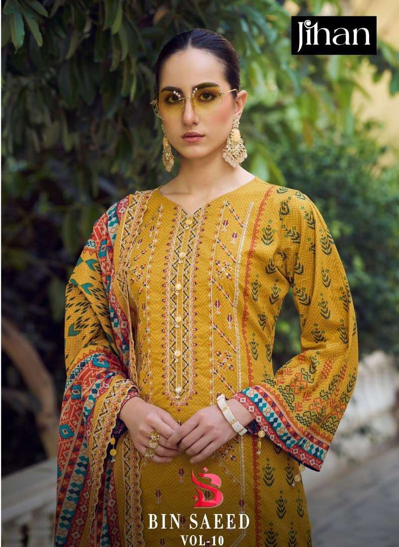 JIHAN BIN SAEED VOL 10 PAKISTANI LAWN SUIT WHOLESALER 2025