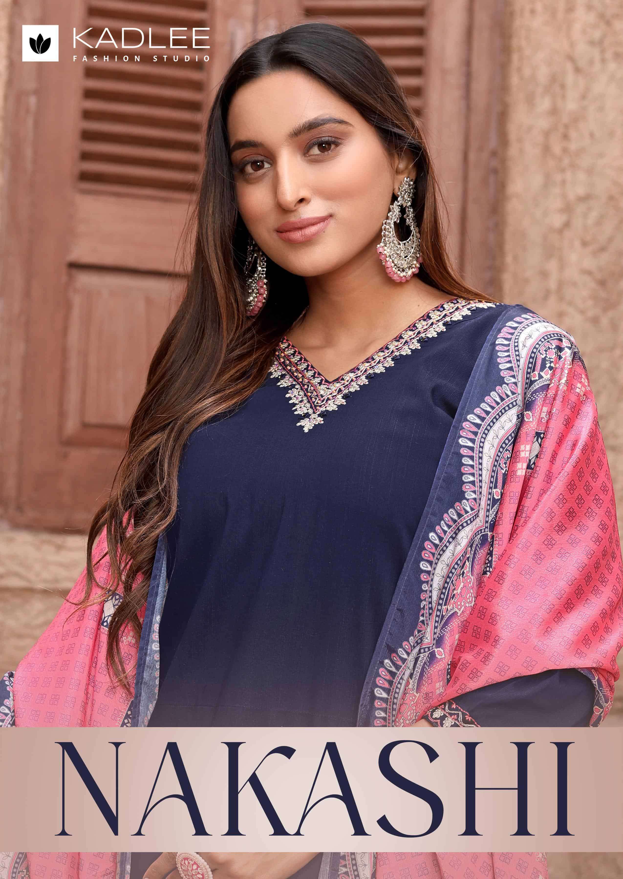 KADLEE NAKASHI COTTON EMBRODERY WORK READYMADE 3 PIECE SET WHOLESALER 