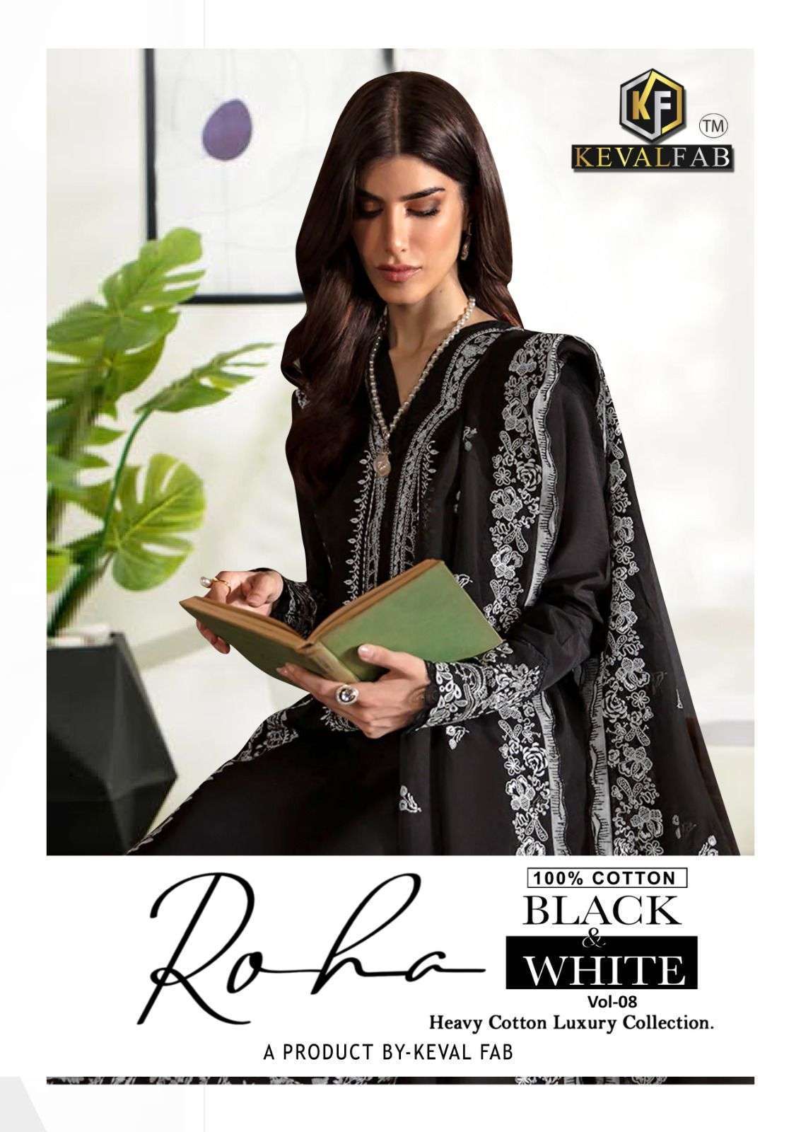 KEVAL FAB ROHA BLACK AND WHITE VOL 8 COTTON PRINTED SUIT WHOLESALE PRICE 2025