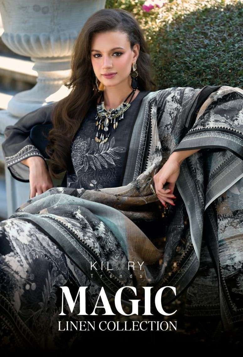KILORY TRENDZ MAGIC LATEST DESIGNER PURE LINEN SUIT WHOLESALER 