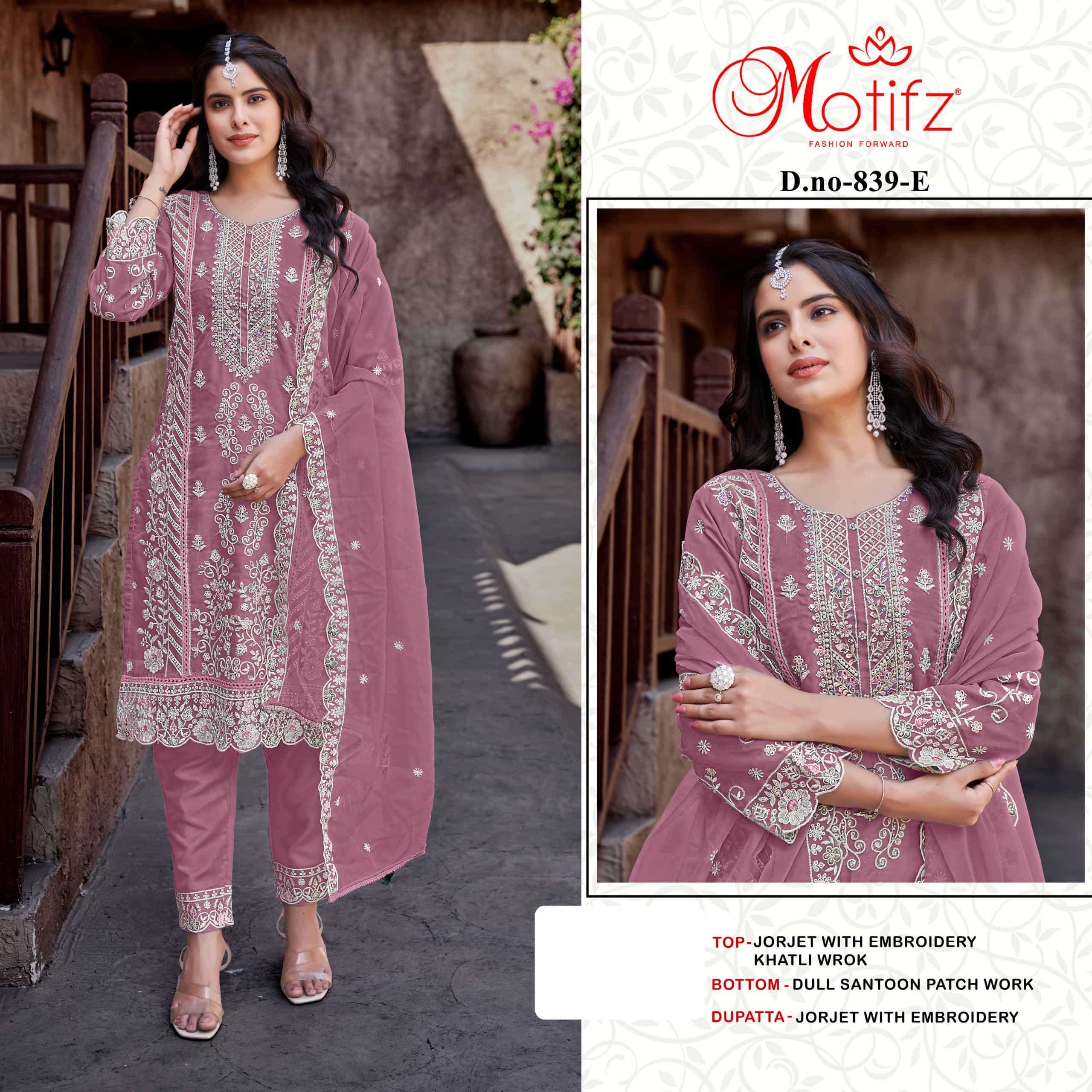 MOTIFZ 839 COLORS VOL 2 HEAVY WORK PAKISTANI GEORGETTE SUIT WHOLESALER 