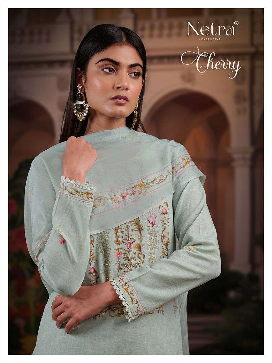 NETRA CHERRY PRINTED LINEN SUIT WHOLESALE PRICE DEALER 