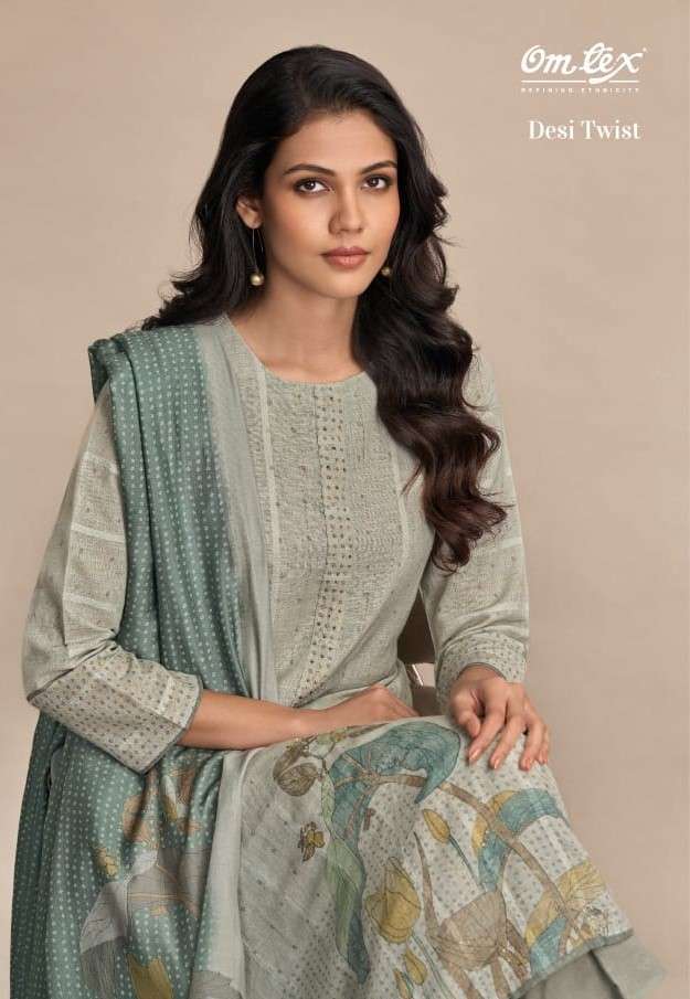 OMTEX DESI TWIST FANCY LINEN SUIT CATALOG WHOLESALER 