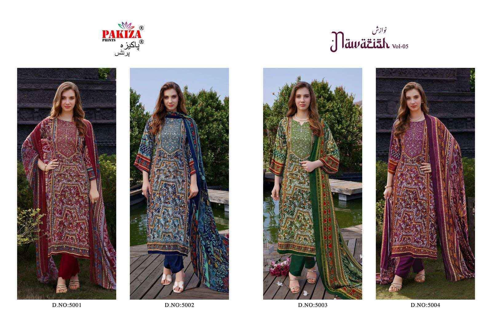 PAKIZA PRINTS NAWAZISH VOL 5 RAYON PRINT KASHMIRI WORK SUIT WHOLESALER