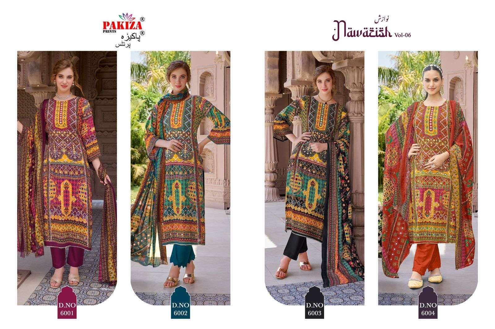 PAKIZA PRINTS NAWAZISH VOL 6 RAYON PRINT KASHMIRI WORK SUIT WHOLESALER