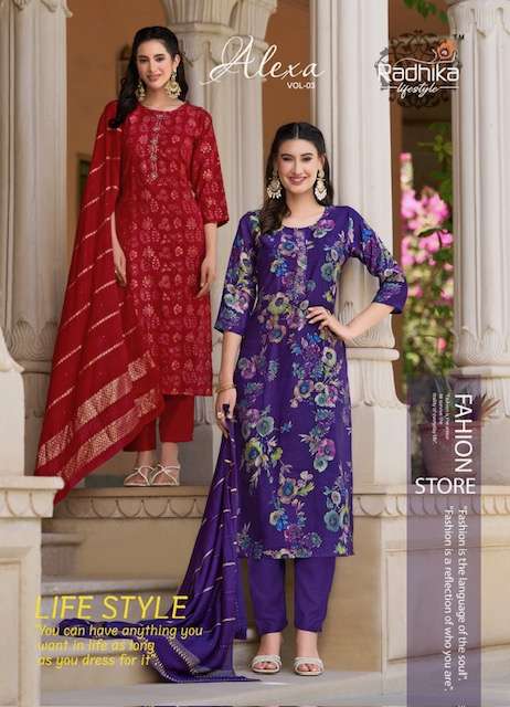 RADHIKA LIFESTYLE ALEXA VOL 3 VERTICAN SILK KURTI 2025