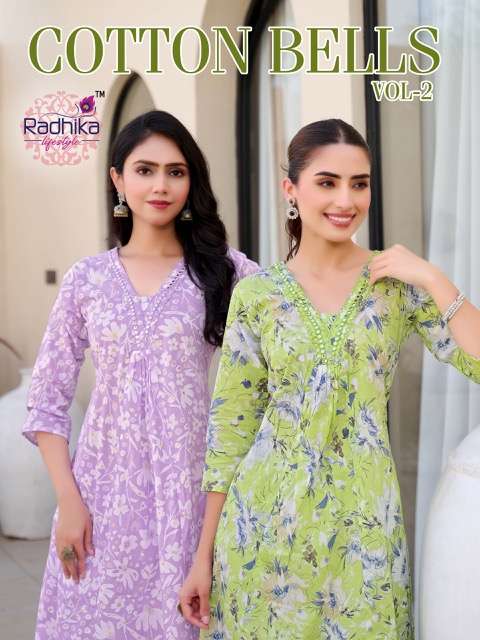 RADHIKA LIFESTYLE COTTON BELLS VOL 2 COTTON KURTI WHOLESALE PRICE SUPPLIER 