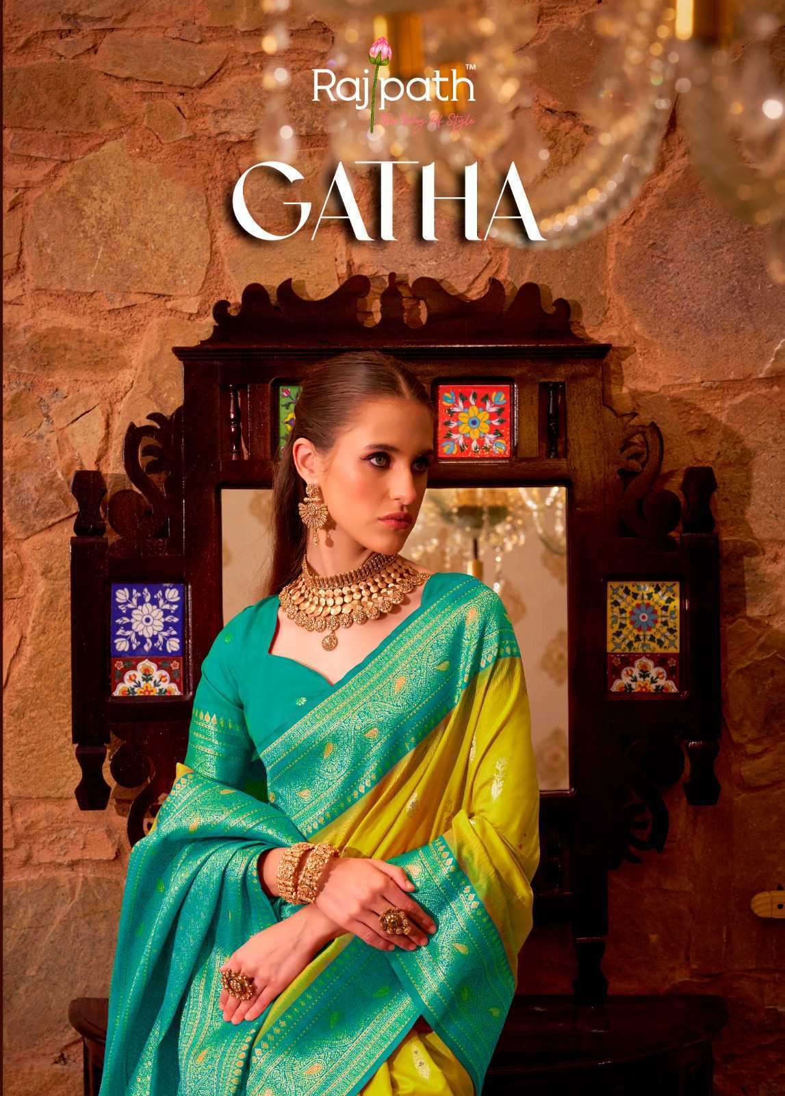 RAJPATH DESIGNER GATHA SILK PARTY WEAR SAREE COLLECTION SUPPLIER 2025
