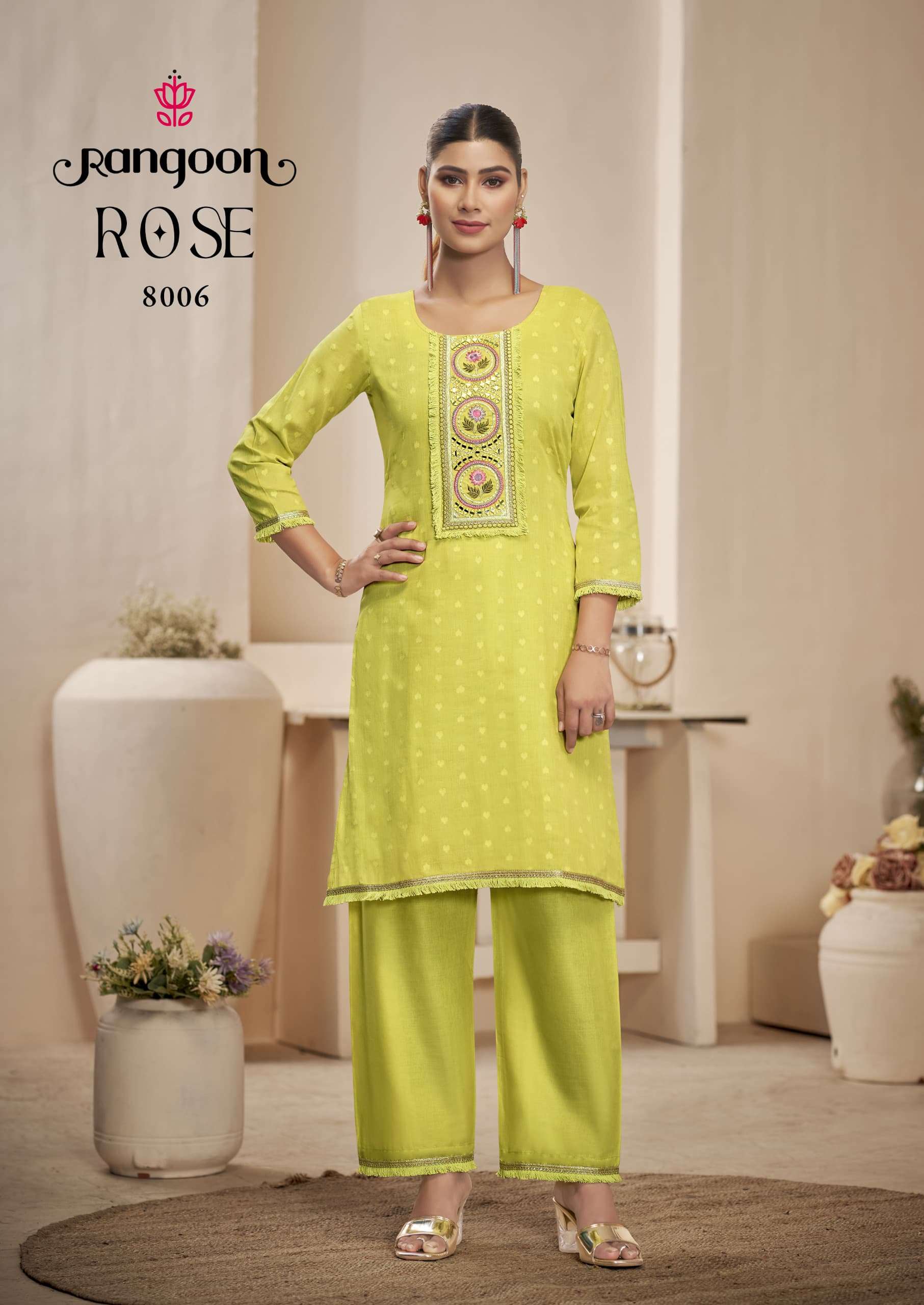 RANGOON ROSE PURE COTTON READYMADE TOP BOTTOM COLELCTION 
