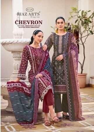 RIAZ ARTS CHEVRON PURE COTTON DIGITAL PRINT EMBROIDERY SUIT WHOLESALER 2025