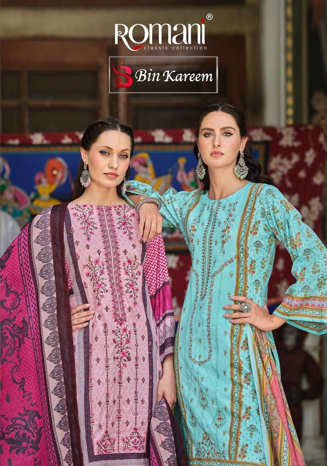 ROMANI BIN KAREEM SOFT COTTON PRINT EMBROIDERY SUIT WHOLESALER