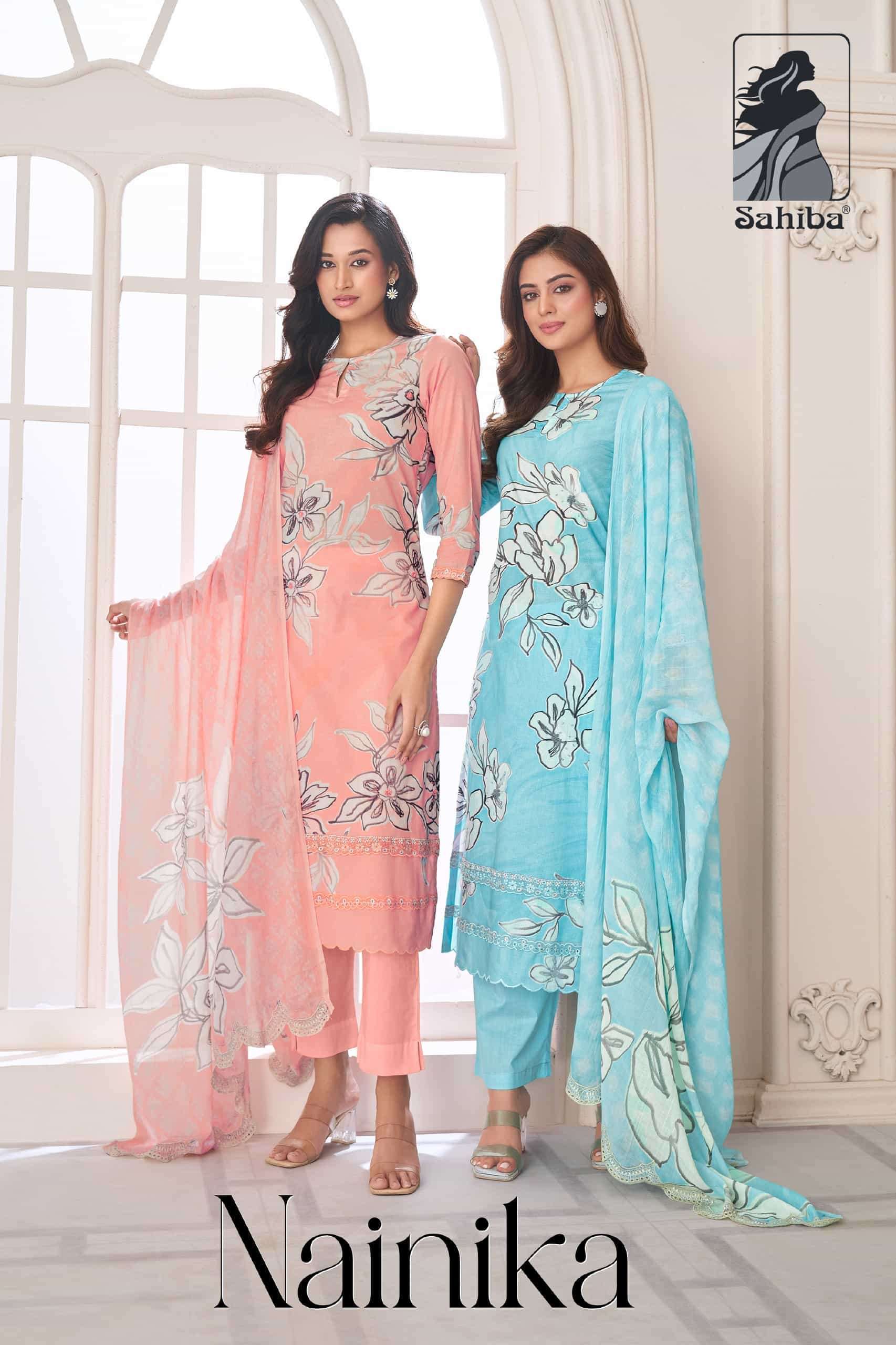 SAHIBA NAINIKA PURE LAWN COTTON PRINT EMBROIDERY SUIT WHOLESALER 2025