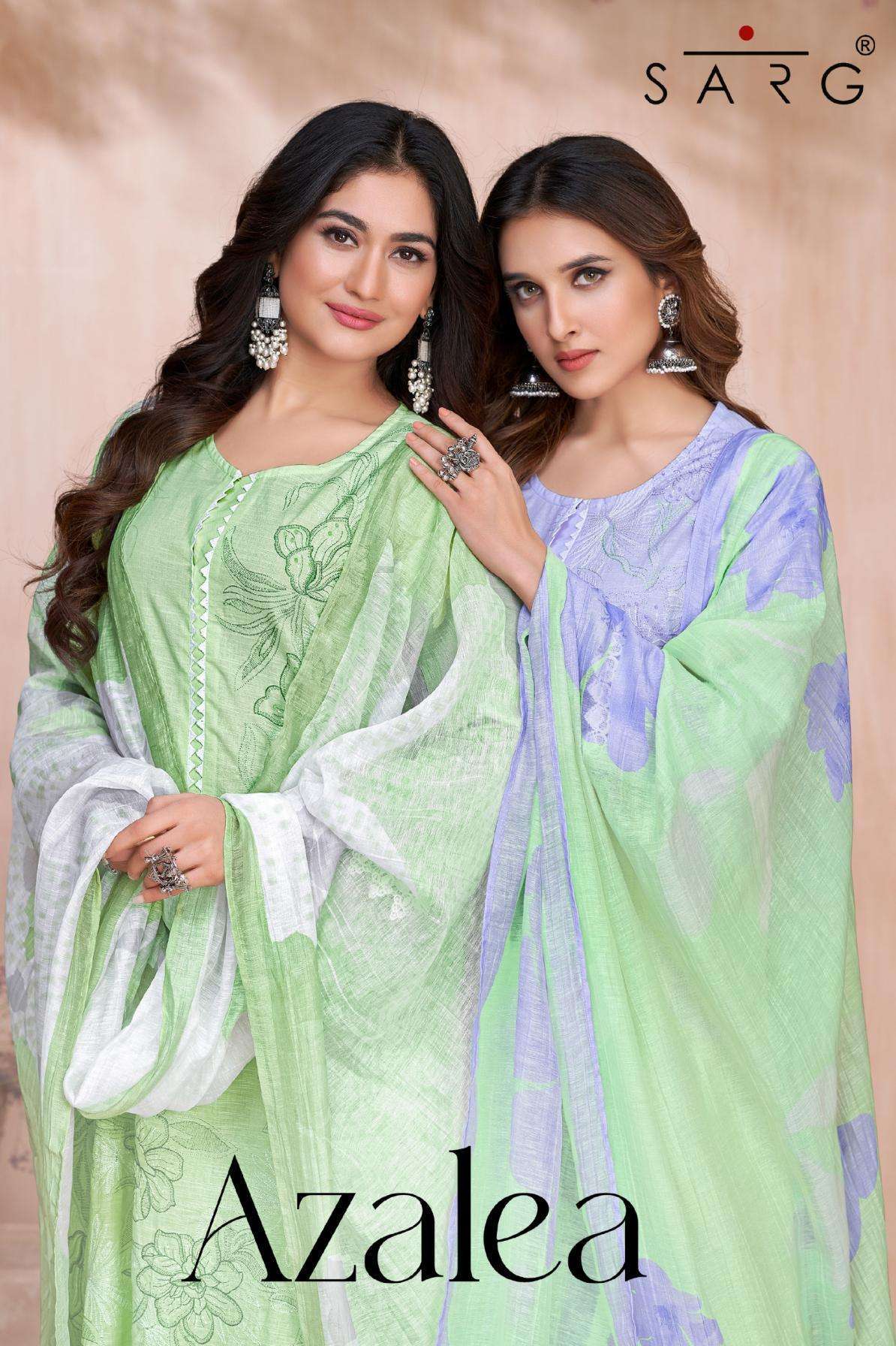 SARG AZALEA PURE COTTON LINEN FANCY LADIES SALWER SUIT WHOLESALER 