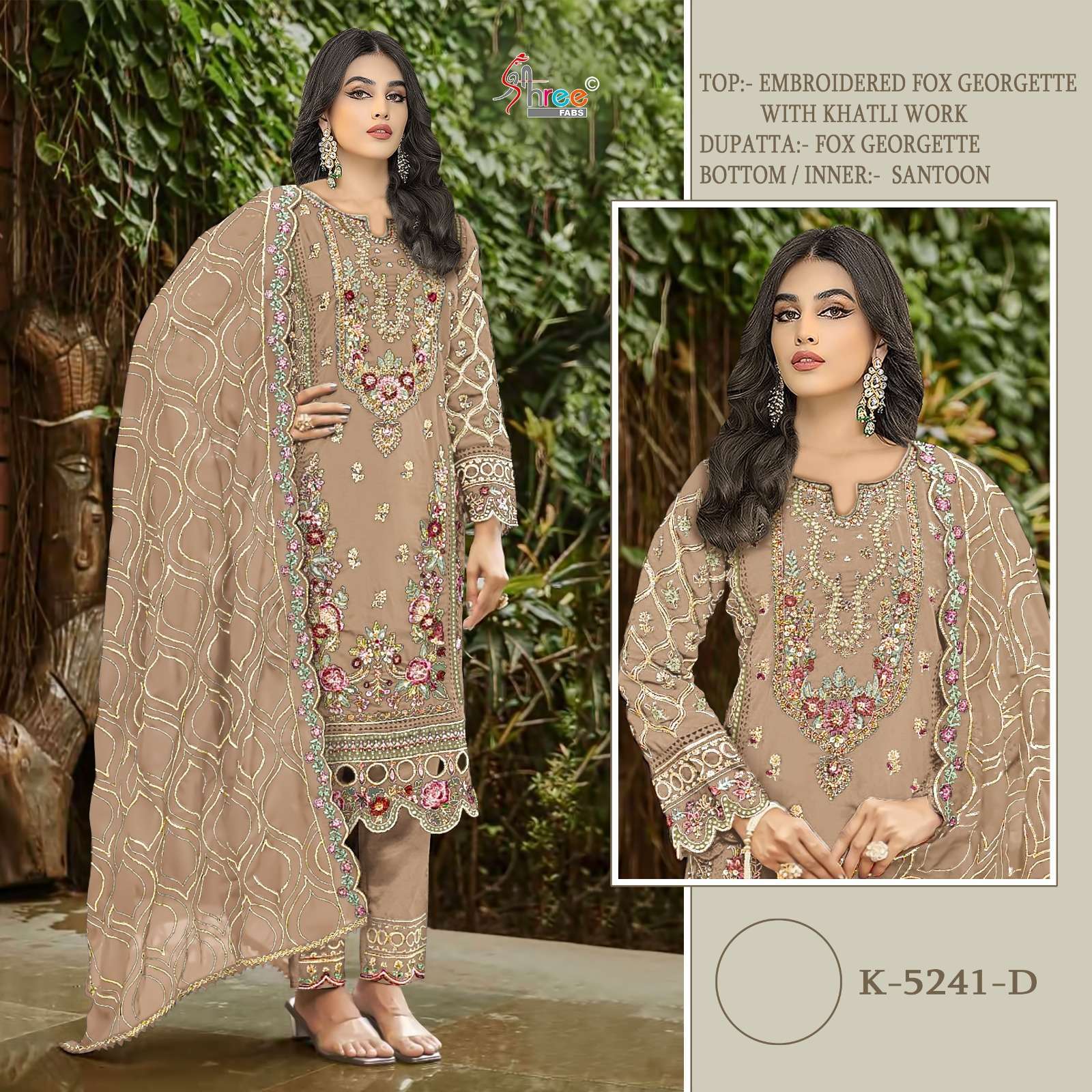 SHREE FAB K 5241 COLORS GEORGETTE PAKISTANI SUIT WHOLESALE PRICE 