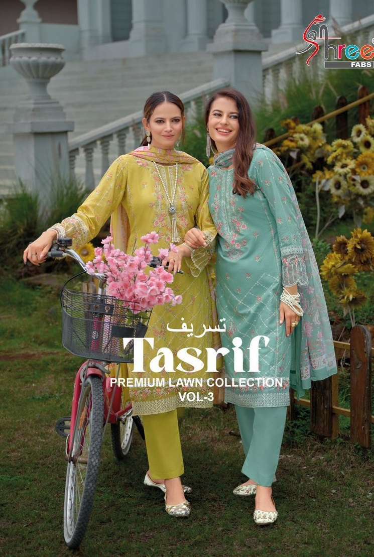 SHREE FAB TASRIF PREMIUM LAWN COLLECTION VOL 3 COTTON PAKISTANI LADIES SUIT WHOLESALER 