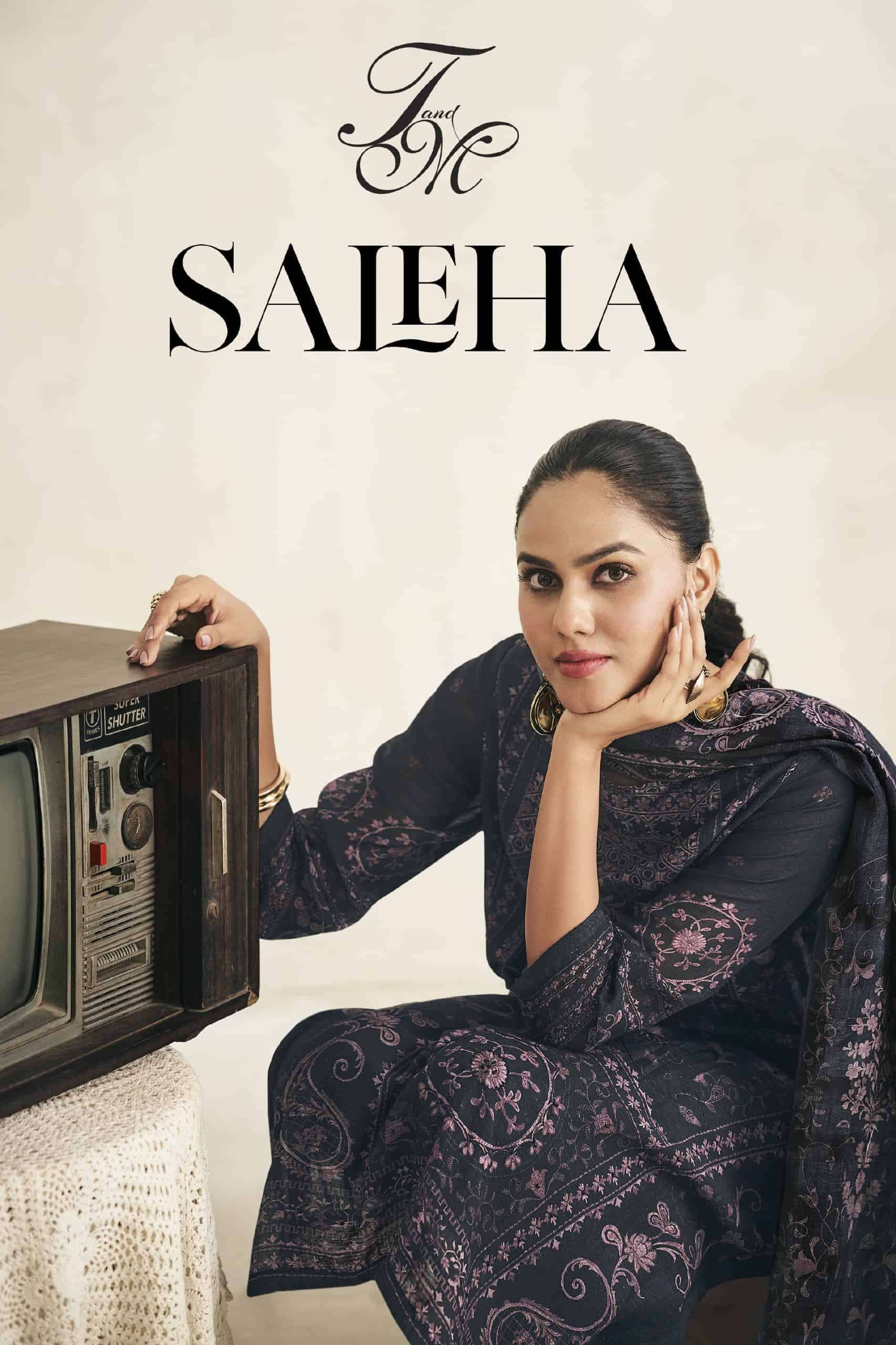 T AND M DESIGNER SALEHA PURE LINEN SALWER SUIT WHOLESALE PRICE 