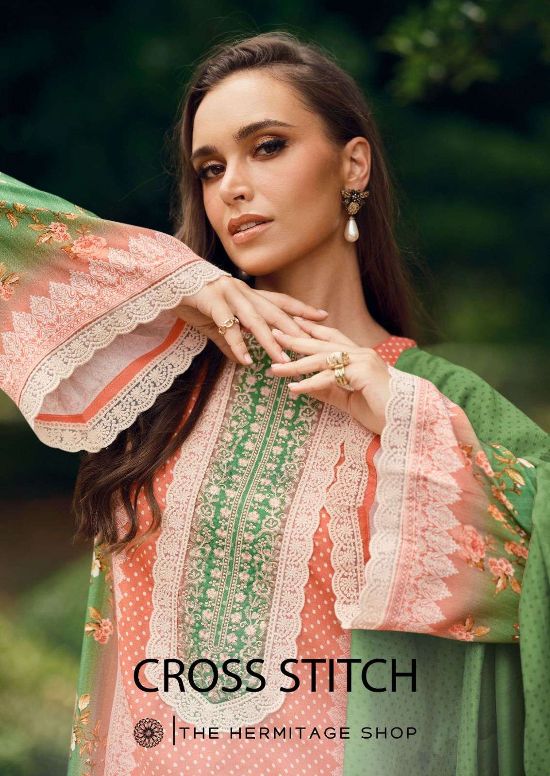 THE HERMITAGE SHOP CROSS STICH PURE LAWN COTTON SUIT WHOLESALER 