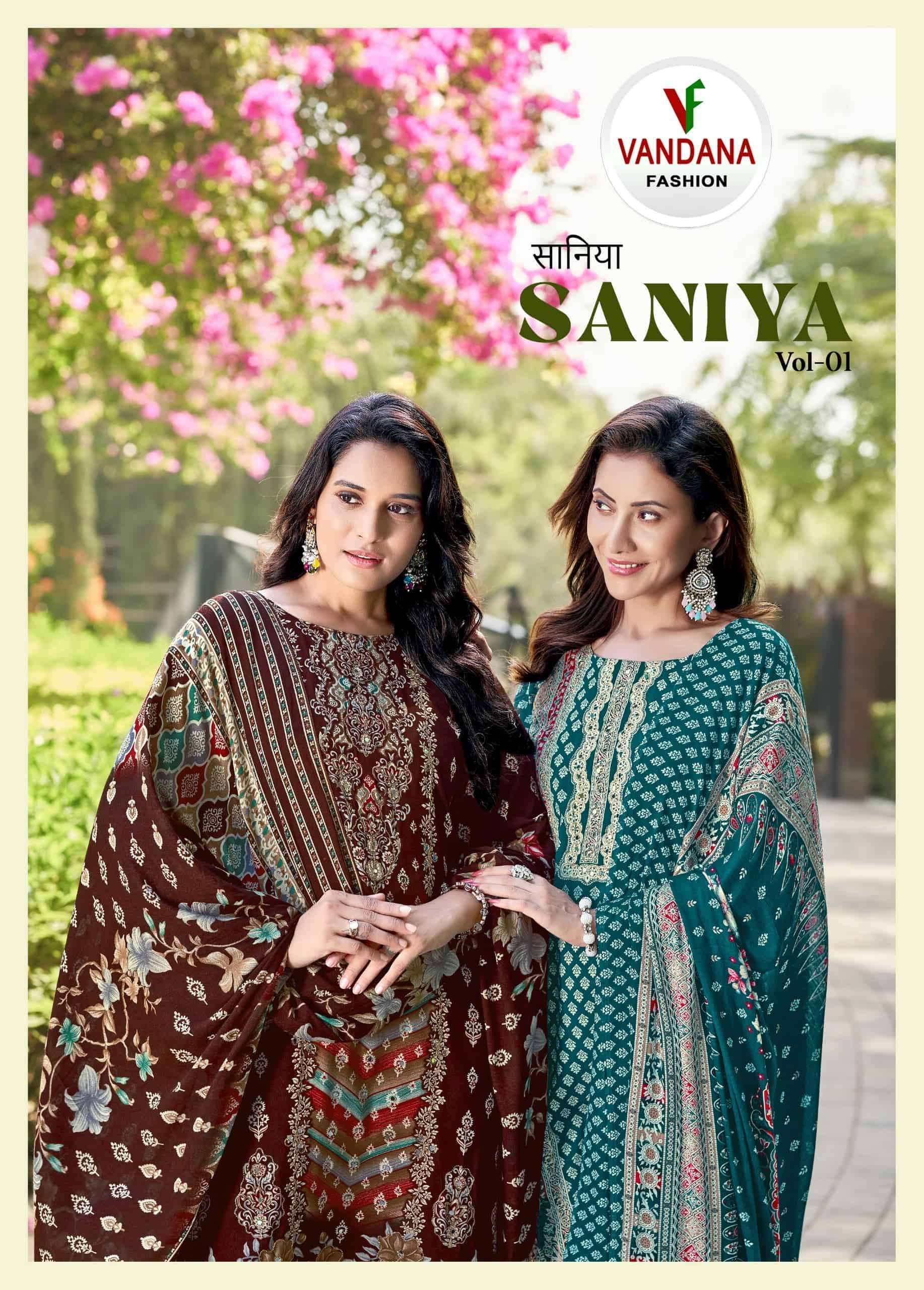 VANDANA FASHION SANIYA VOL 1 VISCOSE RAYON SALWER KAMEEZ CATALOG WHOLESALER 