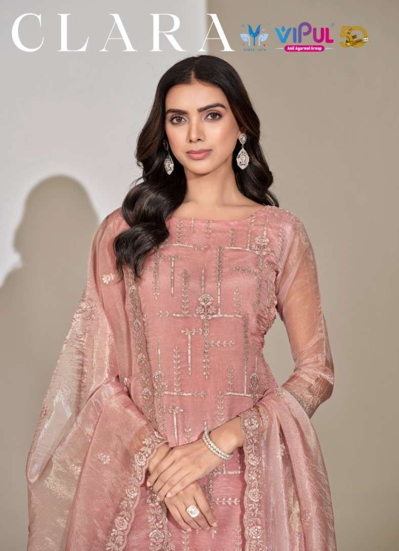 VIPUL FASHION CLARA FANCY ORGANZA EMRODERY WORK SUIT WHOLESALER 2025