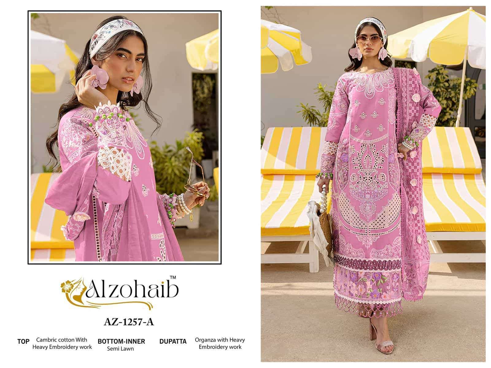 AL ZOHAIB 1257 COLORS COTTON PAKISTANI SUIT WHOLESALE PRICE DEALER 