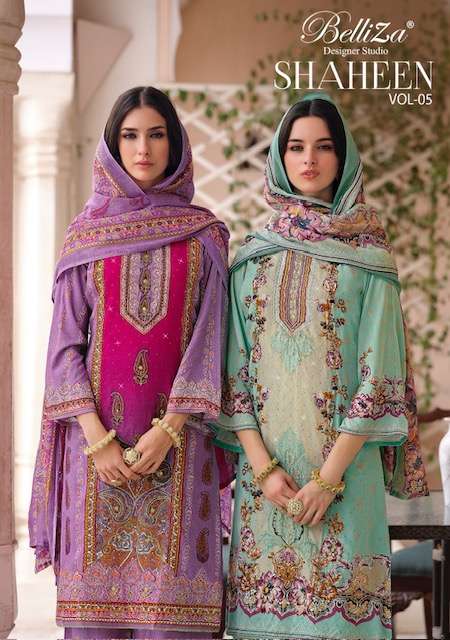 BELLIZA DESIGNER SHAHEEN VOL 5 SALWER SUTI CATALOG WHOLESALE PRICE 
