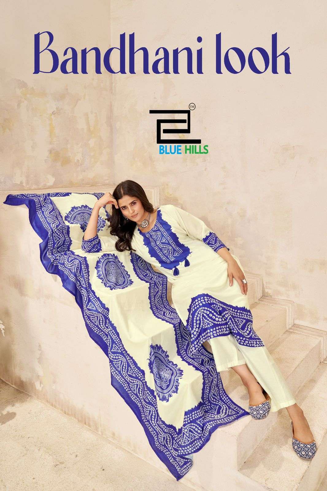 BLUE HILLS BHANDANI MUSLIN PRINTED 3 PCS WHOLESALER 